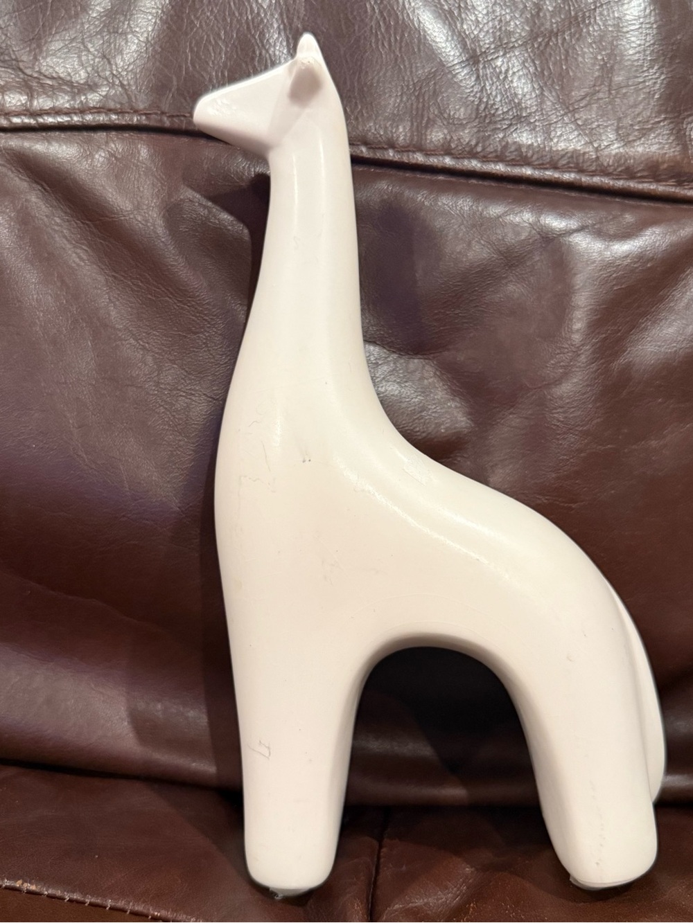 Minimalist White Ceramic Giraffe Figurine - 8.25” high
